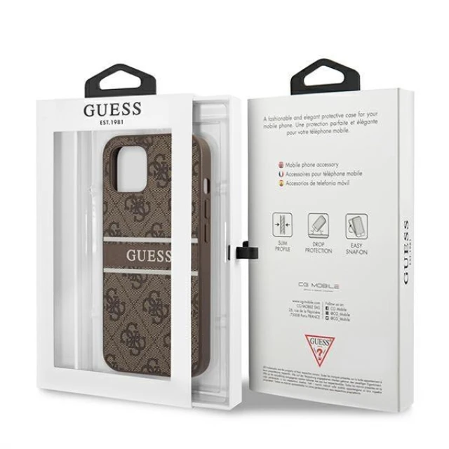 Чохол Guess 4G Stripe для iPhone 13 mini Brown (GUHCP13S4GDBR)