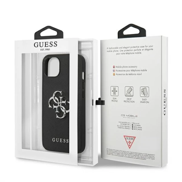 Чехол Guess Saffiano 4G Metal Logo для iPhone 13 mini Black (GUHCP13SSA4GSBK)