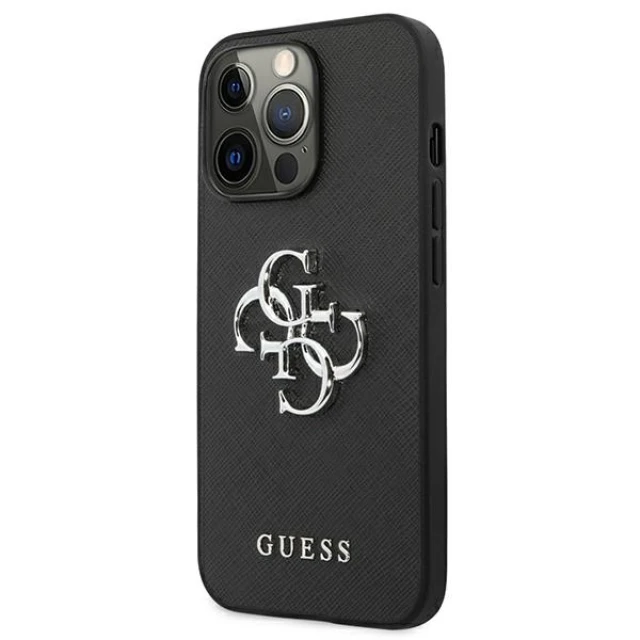 Чохол Guess Saffiano 4G Metal Logo для iPhone 13 Pro Black (GUHCP13LSA4GSBK)