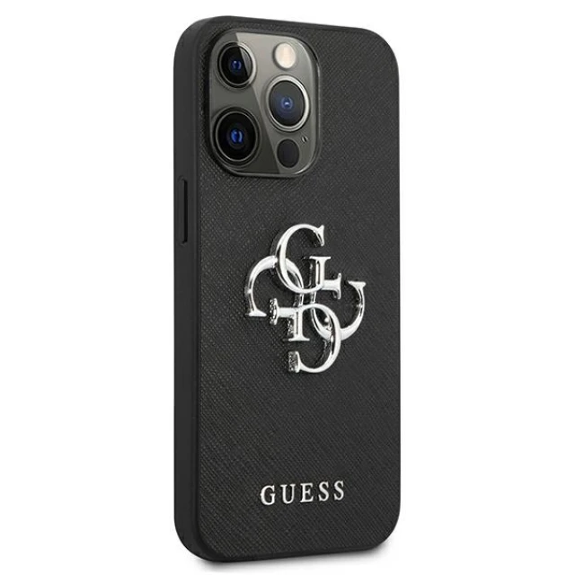 Чохол Guess Saffiano 4G Metal Logo для iPhone 13 Pro Black (GUHCP13LSA4GSBK)