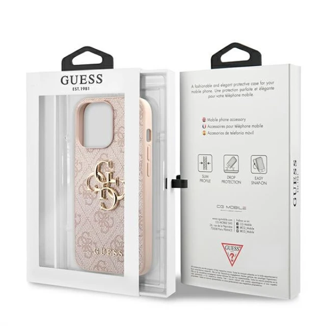 Чохол Guess 4G Big Metal Logo для iPhone 13 Pro Pink (GUHCP13L4GMGPI)