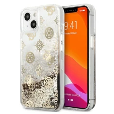 Чохол Guess Peony Liquid Glitter для iPhone 13 mini Gold (GUHCP13SLGPEGO)
