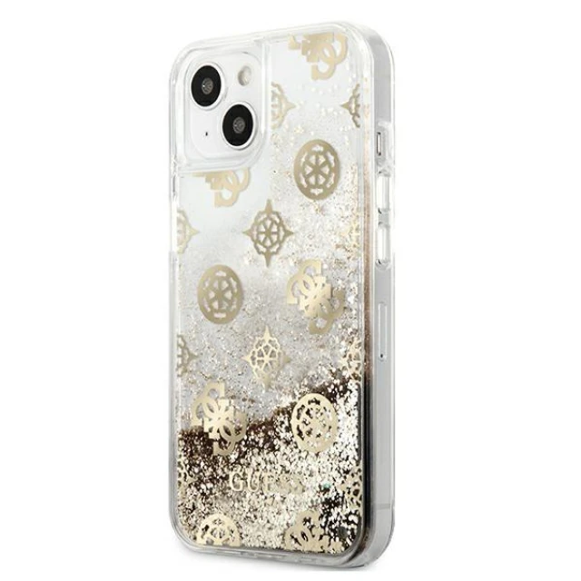 Чохол Guess Peony Liquid Glitter для iPhone 13 mini Gold (GUHCP13SLGPEGO)