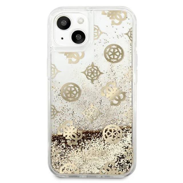 Чохол Guess Peony Liquid Glitter для iPhone 13 mini Gold (GUHCP13SLGPEGO)