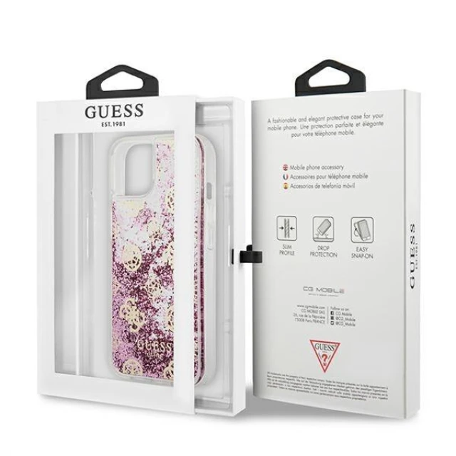 Чехол Guess Peony Liquid Glitter для iPhone 13 mini Pink (GUHCP13SLGPEPI)