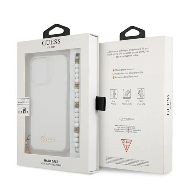 Чохол Guess White Pearl для iPhone 13 Pro Transparent (GUHCP13LKPSWH)