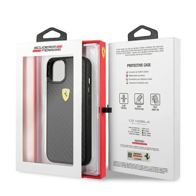 Чехол Ferrari для iPhone 13 mini On Track Real Carbon Black (FEHCP13SFCABK)