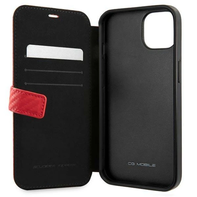 Чохол-книжка Ferrari для iPhone 13 mini On Track Carbon Stripe Red (FESAXFLBKP13SRE)