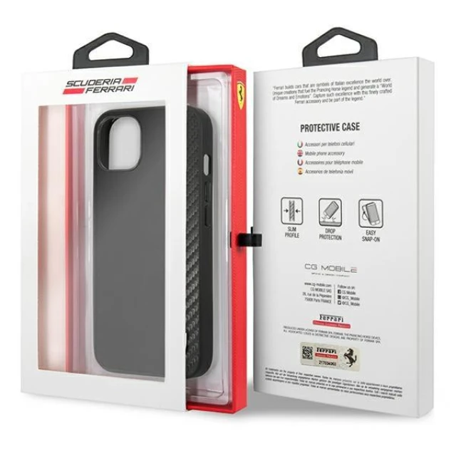 Чехол Ferrari для iPhone 13 mini On Track Carbon Stripe Black (FESAXHCP13SBK)