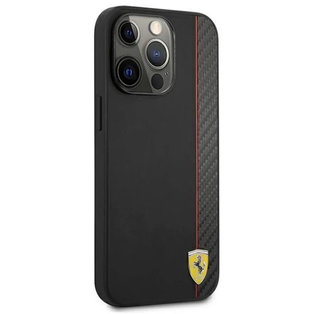 Чохол Ferrari для iPhone 13 | 13 Pro On Track Carbon Stripe Black (FESAXHCP13LBK)