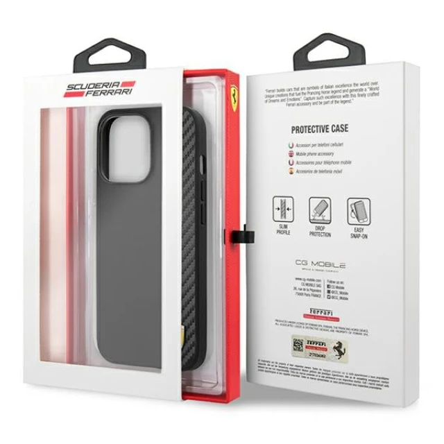 Чохол Ferrari для iPhone 13 | 13 Pro On Track Carbon Stripe Black (FESAXHCP13LBK)