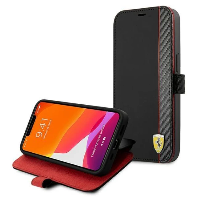 Чохол-книжка Ferrari для iPhone 13 mini On Track Carbon Stripe Black (FESAXFLBKP13SBK)