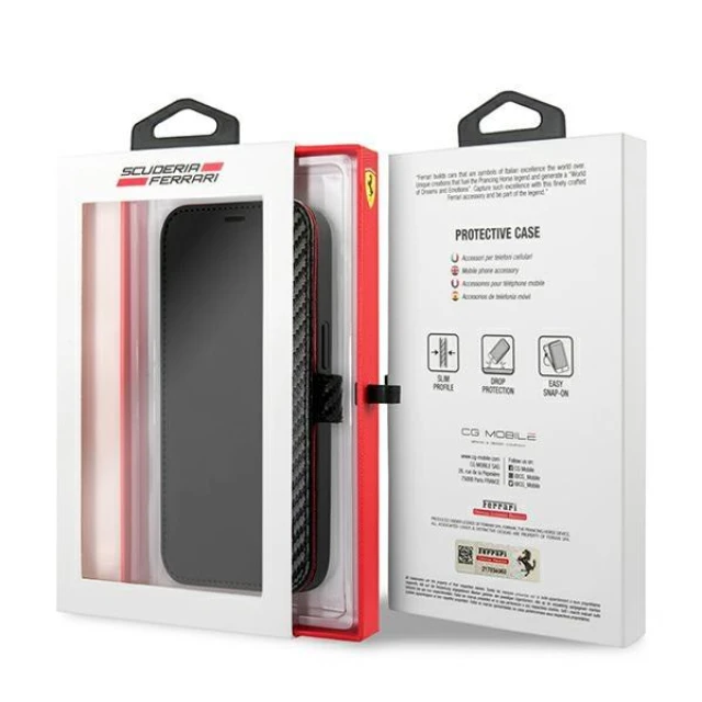 Чохол-книжка Ferrari для iPhone 13 mini On Track Carbon Stripe Black (FESAXFLBKP13SBK)