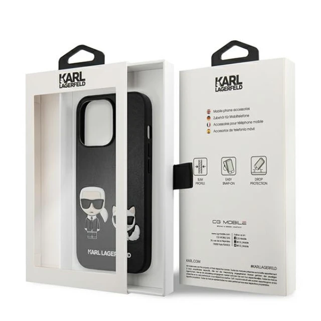 Чохол Karl Lagerfeld Ikonik Karl & Choupette для iPhone 13 | 13 Pro Black (KLHCP13LPCUSKCBK)