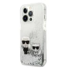 Чохол Karl Lagerfeld Liquid Glitter Karl & Choupette для iPhone 13 | 13 Pro Silver (KLHCP13LGKCS)