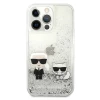 Чохол Karl Lagerfeld Liquid Glitter Karl & Choupette для iPhone 13 | 13 Pro Silver (KLHCP13LGKCS)