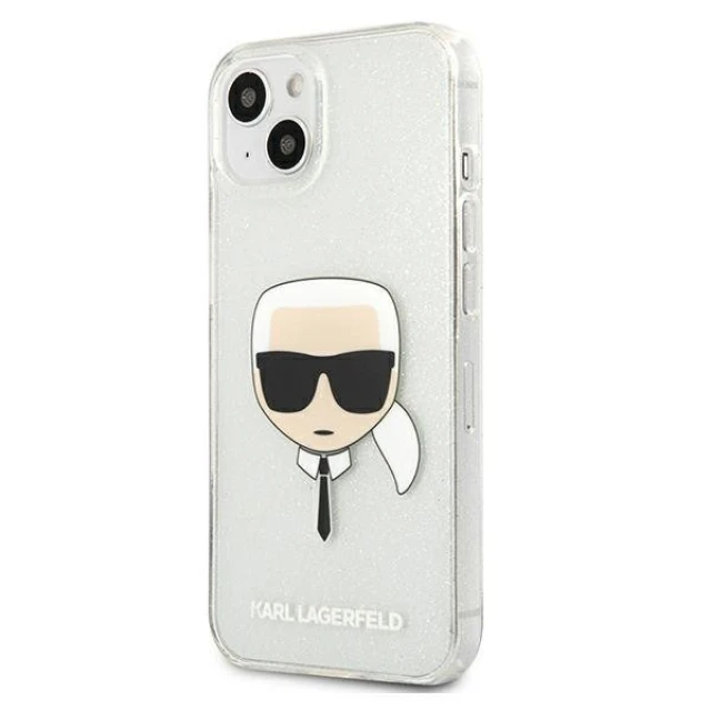 Чохол Karl Lagerfeld Glitter Karl's Head для iPhone 13 mini Silver (KLHCP13SKHTUGLS)