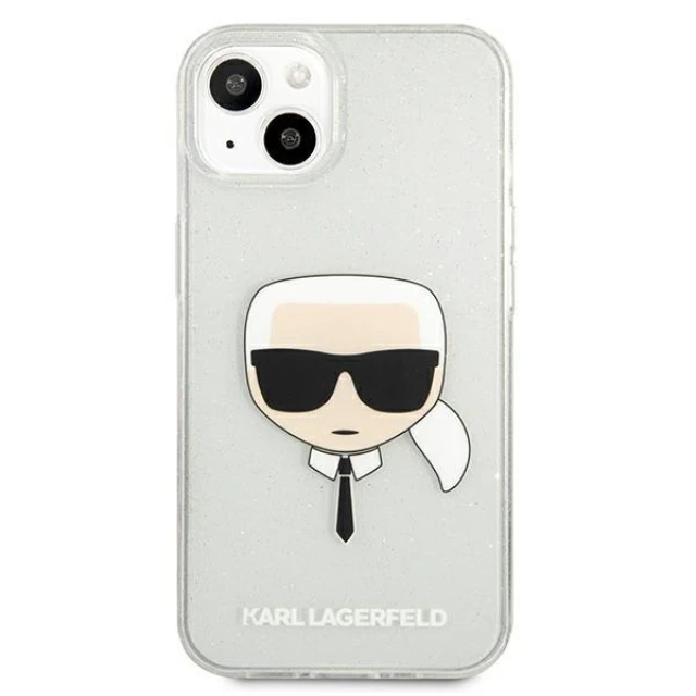 Чохол Karl Lagerfeld Glitter Karl's Head для iPhone 13 mini Silver (KLHCP13SKHTUGLS)