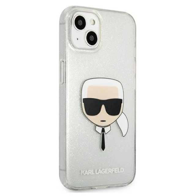 Чохол Karl Lagerfeld Glitter Karl's Head для iPhone 13 mini Silver (KLHCP13SKHTUGLS)