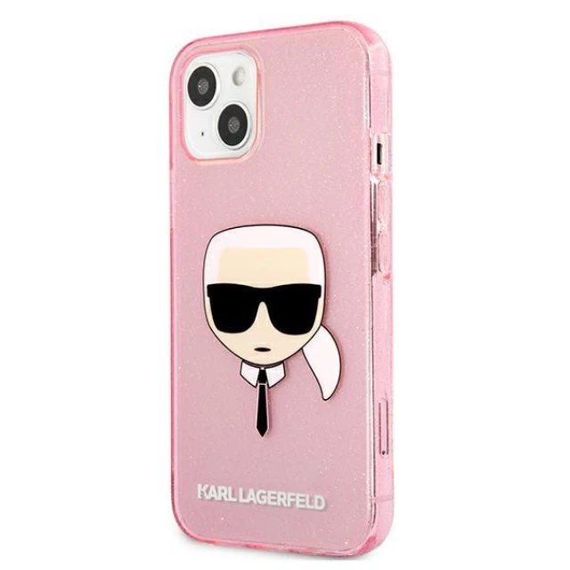 Чохол Karl Lagerfeld Glitter Karl's Head для iPhone 13 mini Pink (KLHCP13SKHTUGLP)