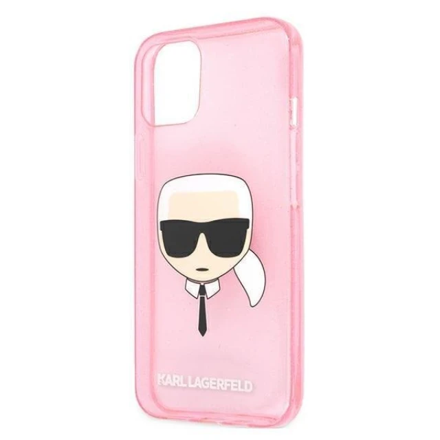 Чохол Karl Lagerfeld Glitter Karl's Head для iPhone 13 mini Pink (KLHCP13SKHTUGLP)