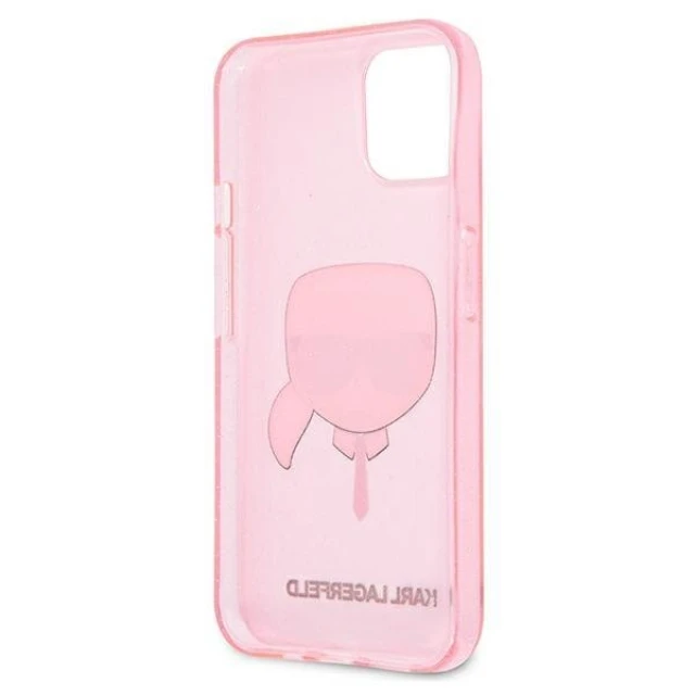 Чохол Karl Lagerfeld Glitter Karl's Head для iPhone 13 mini Pink (KLHCP13SKHTUGLP)