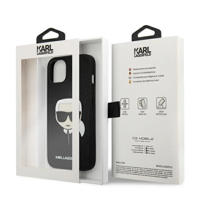 Чохол Karl Lagerfeld Saffiano Iconic Karl's Head для iPhone 13 mini Black (KLHCP13SSAKHBK)