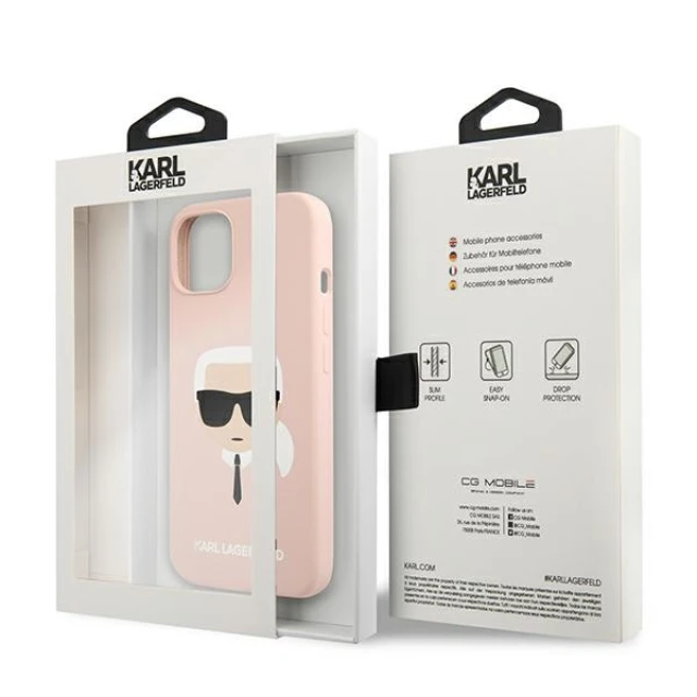 Чохол Karl Lagerfeld Silicone Karl`s Head для iPhone 13 Light Pink (KLHCP13MSLKHLP)