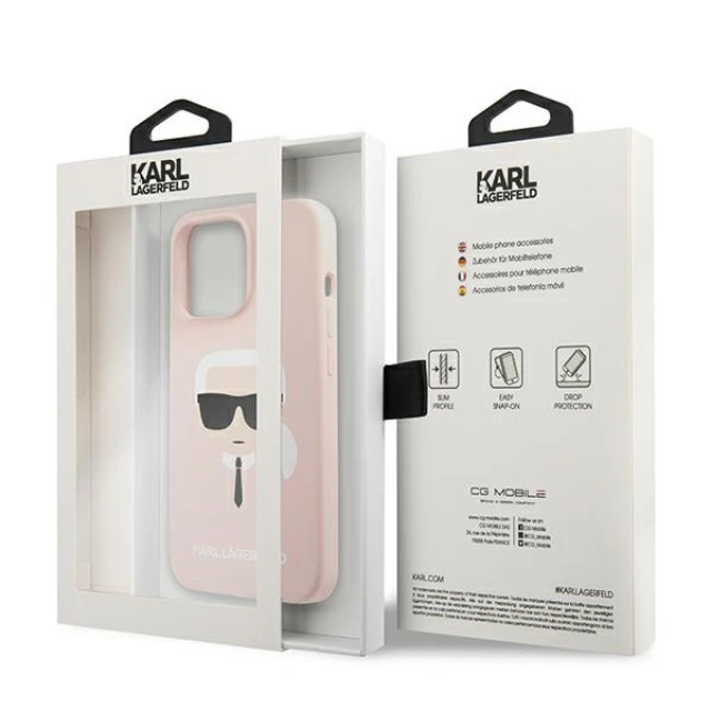 Чохол Karl Lagerfeld Silicone Karl's Head для iPhone 13 Pro Max Light Pink (KLHCP13XSLKHLP)