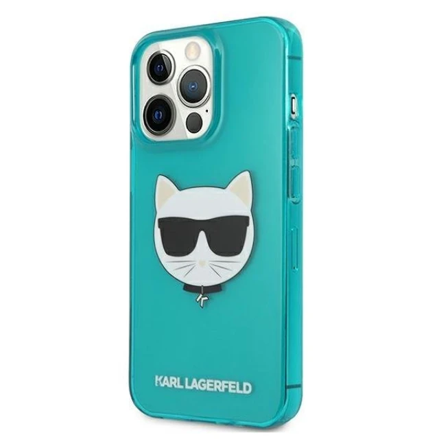 Чохол Karl Lagerfeld Glitter Choupette Fluo для iPhone 13 Pro Blue (KLHCP13LCHTRB)