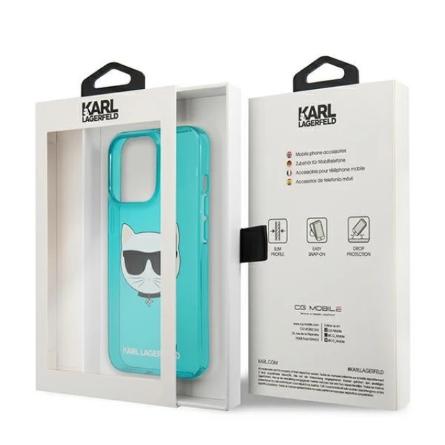 Чохол Karl Lagerfeld Glitter Choupette Fluo для iPhone 13 Pro Blue (KLHCP13LCHTRB)