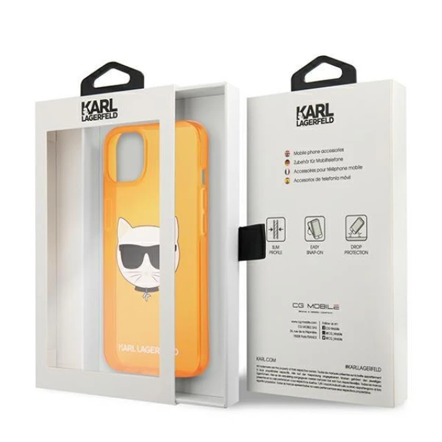 Чохол Karl Lagerfeld Glitter Choupette Fluo для iPhone 13 Orange (KLHCP13MCHTRO)