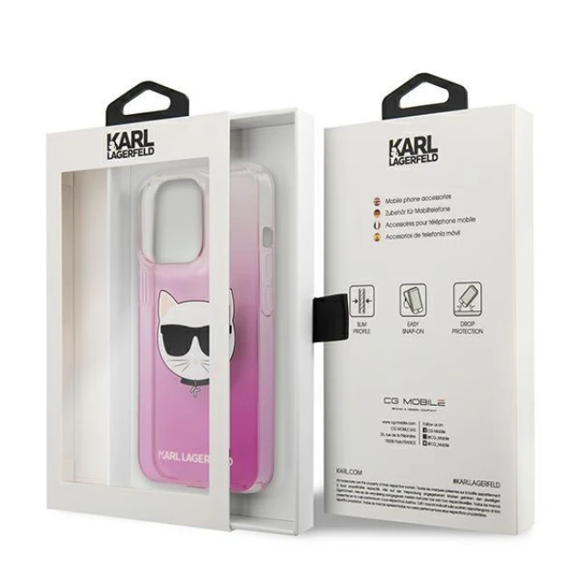 Чохол Karl Lagerfeld Saffiano Choupette Head для iPhone 13 Pro Max Pink (KLHCP13XCTRP)