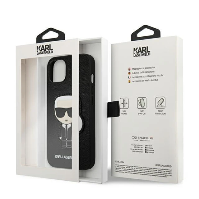 Чохол Karl Lagerfeld Saffiano Iconic Karl's Patch для iPhone 13 mini Black (KLHCP13SOKPK)
