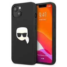 Чохол Karl Lagerfeld Leather Iconic Karl's Head Metal для iPhone 13 mini Black (KLHCP13SPKMK)