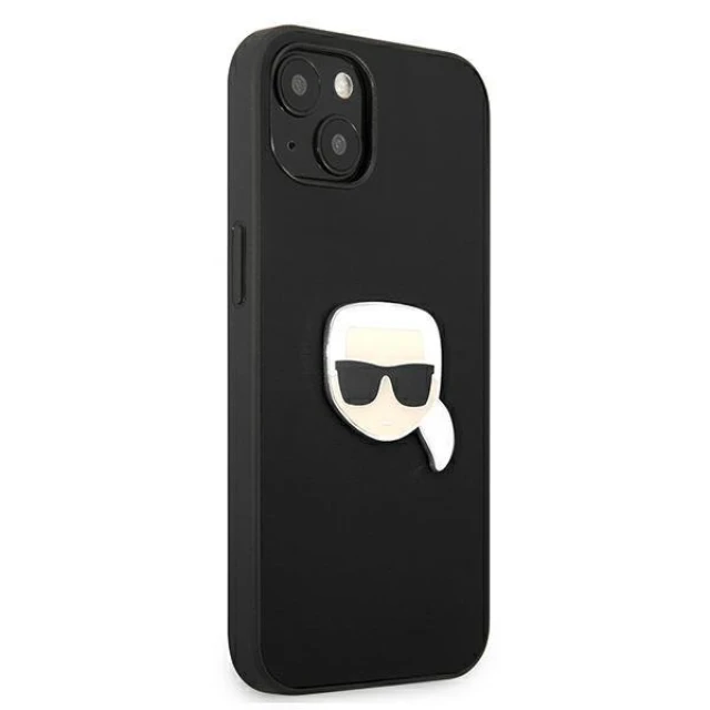 Чохол Karl Lagerfeld Leather Iconic Karl's Head Metal для iPhone 13 mini Black (KLHCP13SPKMK)