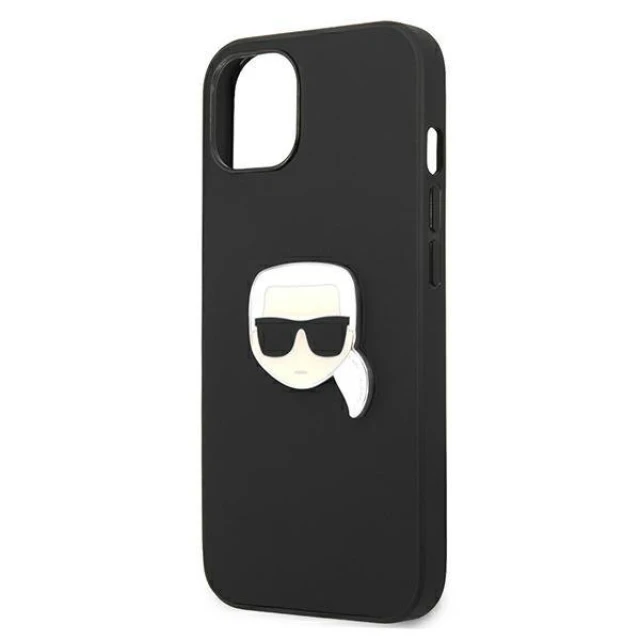 Чохол Karl Lagerfeld Leather Iconic Karl's Head Metal для iPhone 13 mini Black (KLHCP13SPKMK)