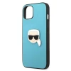 Чохол Karl Lagerfeld Leather Iconic Karl's Head Metal для iPhone 13 mini Blue (KLHCP13SPKMB)
