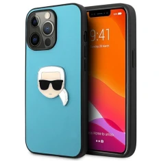 Чехол Karl Lagerfeld Leather Iconic Karl's Head Metal для iPhone 13 Pro Max Blue (KLHCP13XPKMB)