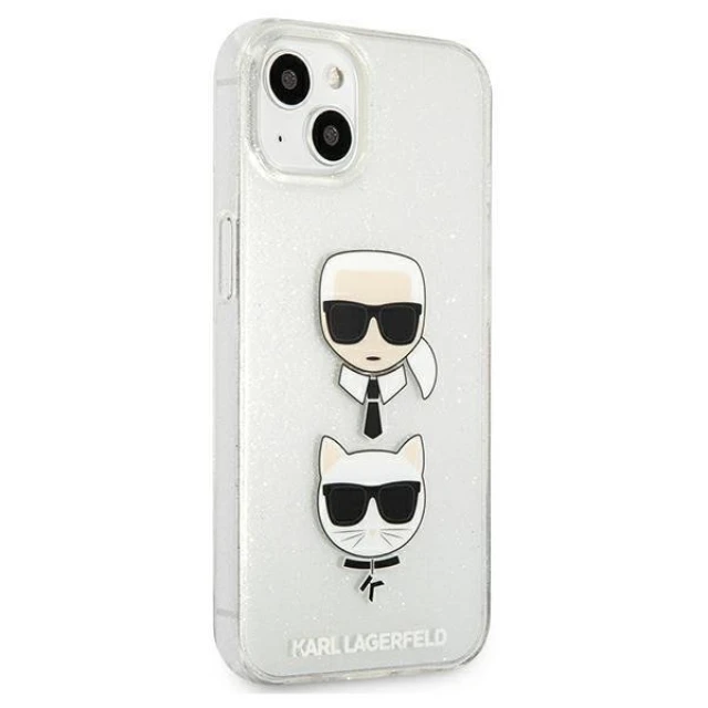 Чохол Karl Lagerfeld Glitter Karl's and Choupette для iPhone 13 mini Silver (KLHCP13SKCTUGLS)