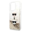 Чохол Karl Lagerfeld Liquid Glitter Karl & Choupette Head для iPhone 13 Pro Max Gold (KLHCP13XKICGLD)