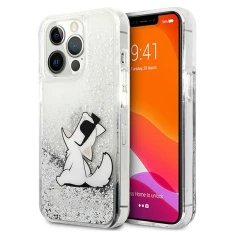 Чохол Karl Lagerfeld Liquid Glitter Choupette Fun для iPhone 13 Pro Max Silver (KLHCP13XGCFS)