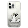 Чохол Karl Lagerfeld Liquid Glitter Choupette Fun для iPhone 13 Pro Max Silver (KLHCP13XGCFS)