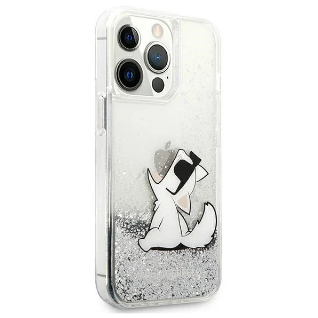 Чохол Karl Lagerfeld Liquid Glitter Choupette Fun для iPhone 13 Pro Max Silver (KLHCP13XGCFS)