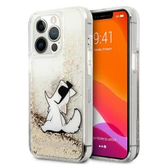 Чехол Karl Lagerfeld Liquid Glitter Choupette Fun для iPhone 13 Pro Max Gold (KLHCP13XGCFD)