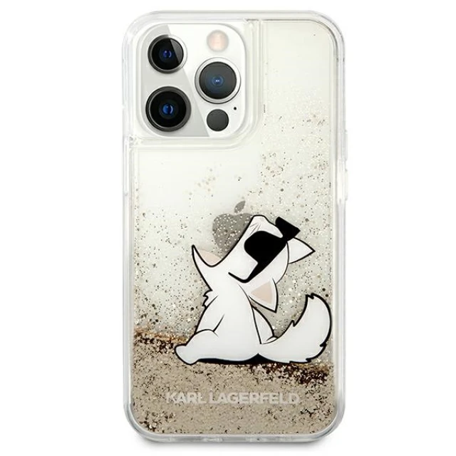 Чохол Karl Lagerfeld Liquid Glitter Choupette Fun для iPhone 13 Pro Max Gold (KLHCP13XGCFD)