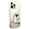 Чохол Karl Lagerfeld Liquid Glitter Choupette Fun для iPhone 13 Pro Max Gold (KLHCP13XGCFD)