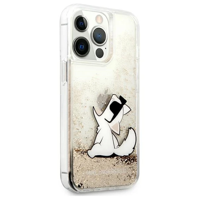 Чохол Karl Lagerfeld Liquid Glitter Choupette Fun для iPhone 13 Pro Max Gold (KLHCP13XGCFD)
