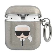 Чохол Karl Lagerfeld Glitter Karl's Head для AirPods 2/1 Black (KLA2UKHGK)
