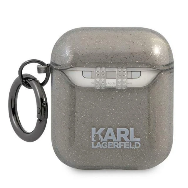 Чохол Karl Lagerfeld Glitter Karl's Head для AirPods 2/1 Black (KLA2UKHGK)